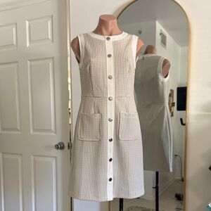 Tommy Hilfiger Elegant Cream Sleeveless Dress 2